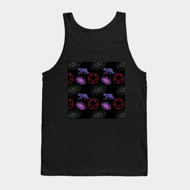 Blossom, tiger and jewel pattern on black Tank Top by Uniquepixx